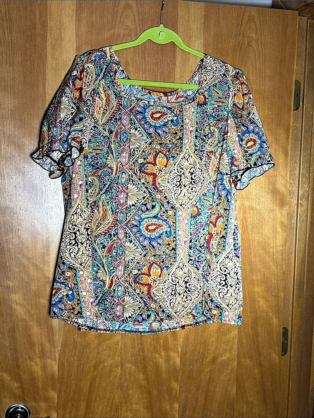 SHEIN Paisley Blouse in Blue & Multicolor Size 5XL